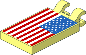 Tile  2 x  3 with Clips Horizontal (Thick C-Clips) with United States of America Flag Sticker