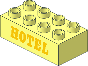 Duplo Brick  2 x  4 with Yellow "HOTEL" Pattern