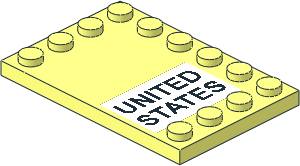 Plate 4 x 6 with 12 Studs on Three Edges with Black "UNITED STATES" Sticker