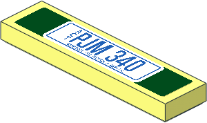 Tile  1 x  4 with "PJM 340" Australian License Plate on Dark Green Background Sticker