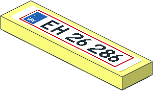 Tile  1 x  4 with "EH 26 286" Danish Numberplate Sticker