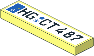 Tile  1 x  4 with "HG CT 487" German Numberplate Sticker