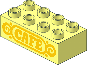 Duplo Brick  2 x  4 with Yellow "CAFE" Sign Pattern