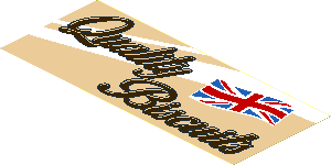 Sticker  6.3 x  2.7 with "Quality Biscuits" and United Kingdom Flag on Tan Background