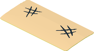 Sticker  0.7 x  1.7 with Two Black Hashes on Tan Background (Formed)