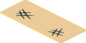 Sticker  0.7 x  1.7 with Two Black Hashes on Tan Background