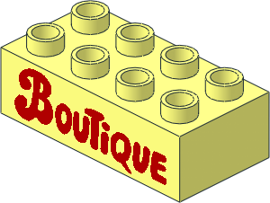 Duplo Brick  2 x  4 with Red "Boutique" Pattern
