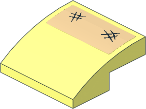 Slope Brick Curved  2 x  2 x  0.667 with Two Black Hashes on Tan Background Sticker