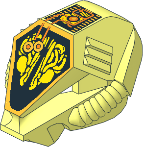 Minifig Helmet with Hexagonal Top and Gold Alien Pattern