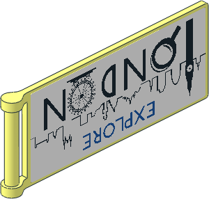 Flag  8 x  3 with Rod with "EXPLORE LONDON" and Biscuits Right Model Stickers