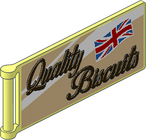 Flag  8 x  3 with Rod with "Quality Biscuits" and United Kingdom Flag Left Model Stickers