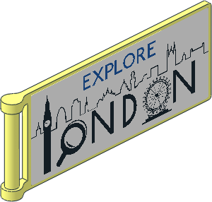 Flag  8 x  3 with Rod with "EXPLORE LONDON" and Biscuits Left Model Stickers