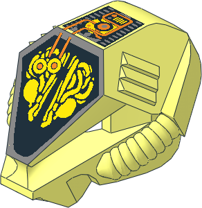 Minifig Helmet with Hexagonal Top and Silver Alien Pattern