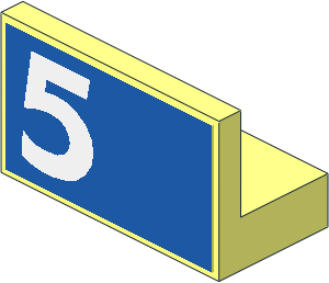 Panel  1 x  2 x  1 with White Number "5" Left Sticker