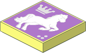 Tile  2 x  2 with Crown and White Rearing Horse on Purple Background Facing Right Sticker