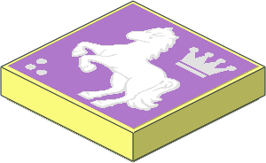 Tile  2 x  2 with Crown and White Rearing Horse on Purple Background Facing Left Sticker