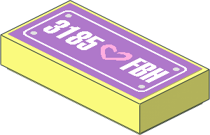Tile  1 x  2 with Bright Pink Heart and "3185 FBH" License Plate Sticker