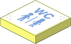 Tile  2 x  2 with "WC" and Male and Female Friends Minifigures Silhouettes Sticker