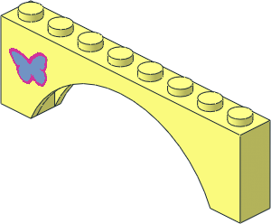 Arch  1 x  8 x  2 with Medium Blue Butterfly Left Sticker