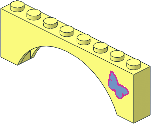 Arch  1 x  8 x  2 with Medium Blue Butterfly Right Sticker
