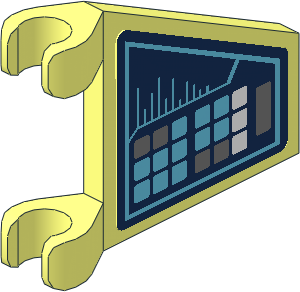 Flag  2 x  2 Trapezoid (Thin C-Clip) with Medium Azure, Metallic Silver and White Buttons Sticker