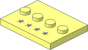 Plate  3 x  4 with 4 Studs in Centre with 4 Metallic Silver Stars Pattern