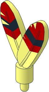 Minifig Feathers with Pin and Red Tip with Black Stripe Pattern