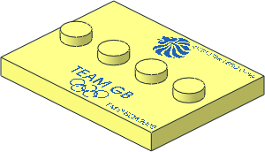 Plate  3 x  4 with 4 Studs in Centre with Blue Team GB and Olympic Rings Pattern