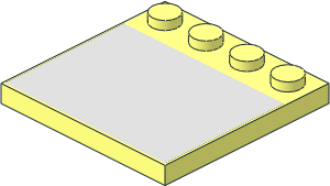 Plate  4 x  4 with 4 Studs on One Edge with Chrome Silver Mirror Sticker