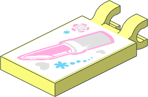 Tile  2 x  3 with Clips Horizontal (Thick U-Clips) with Heart, Lipstick and Flower Sticker