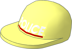 Minifig Cap with Long Flat Peak with White "POLICE" and Red Line Pattern