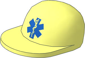 Minifig Cap with Long Flat Peak with Blue EMT Star of Life Pattern