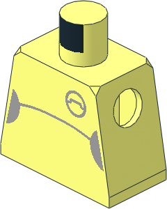 Minifig Torso with Light Bluish Grey Half Circles on Sides, Curved Line and Access Port Pattern