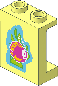 Panel  1 x  2 x  2 Reinforced with Dark Pink Fish with Yellow Fins Sticker