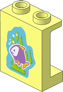 Panel  1 x  2 x  2 Reinforced with Medium Lavender Fish with Yellow Fins Sticker