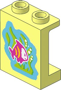 Panel  1 x  2 x  2 Reinforced with Dark Pink Fish with Yellow Stripes Sticker