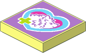 Tile  2 x  2 with Lime Cross and Hedgehog in Medium Azure Heart Sticker