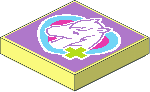 Tile  2 x  2 with Lime Cross and Horse Head in Medium Azure Heart Sticker