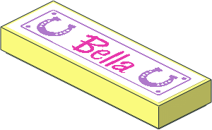 Tile  1 x  3 with Two Horseshoes and "Bella" Sticker