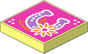 Tile  2 x  2 with Horseshoe and Flower Sticker