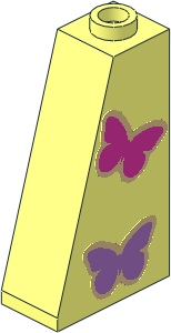 Slope Brick 75  2 x  1 x  3 with Hollow Stud with Two Butterflies Sticker