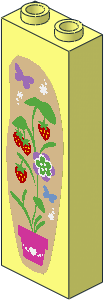 Brick  1 x  2 x  5 with Strawberry Plant, Flowers and Butterflies Left Sticker