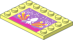 Plate  4 x  6 with 12 Studs on Three Edges with Stars and White Female Singer Silhouette Sticker