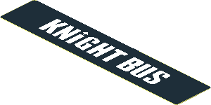 Sticker  0.7 x  3.7 with White "KNIGHT BUS" on Black Background