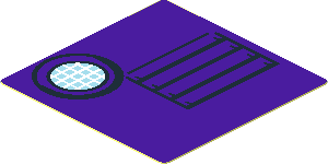 Sticker  1.7 x  1.7 with Lamp and Grille and Medium Lilac Background