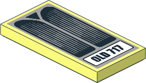 Tile  2 x  4 with Car Radiator and Black "OLD 717" License Plate Sticker