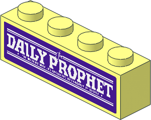 Brick  1 x  4 with White Lines and "THE DAILY PROPHET" Sticker
