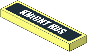 Tile  1 x  4 with White "KNIGHT BUS" on Black Background Sticker
