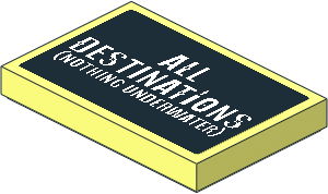 Tile  2 x  3 with White "ALL DESTINATIONS (NOTHING UNDERWATER)" on Black Background Sticker