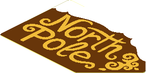 Sticker  1.6 x  2.5 Pentagonal with Metallic Gold "North Pole" and Snow